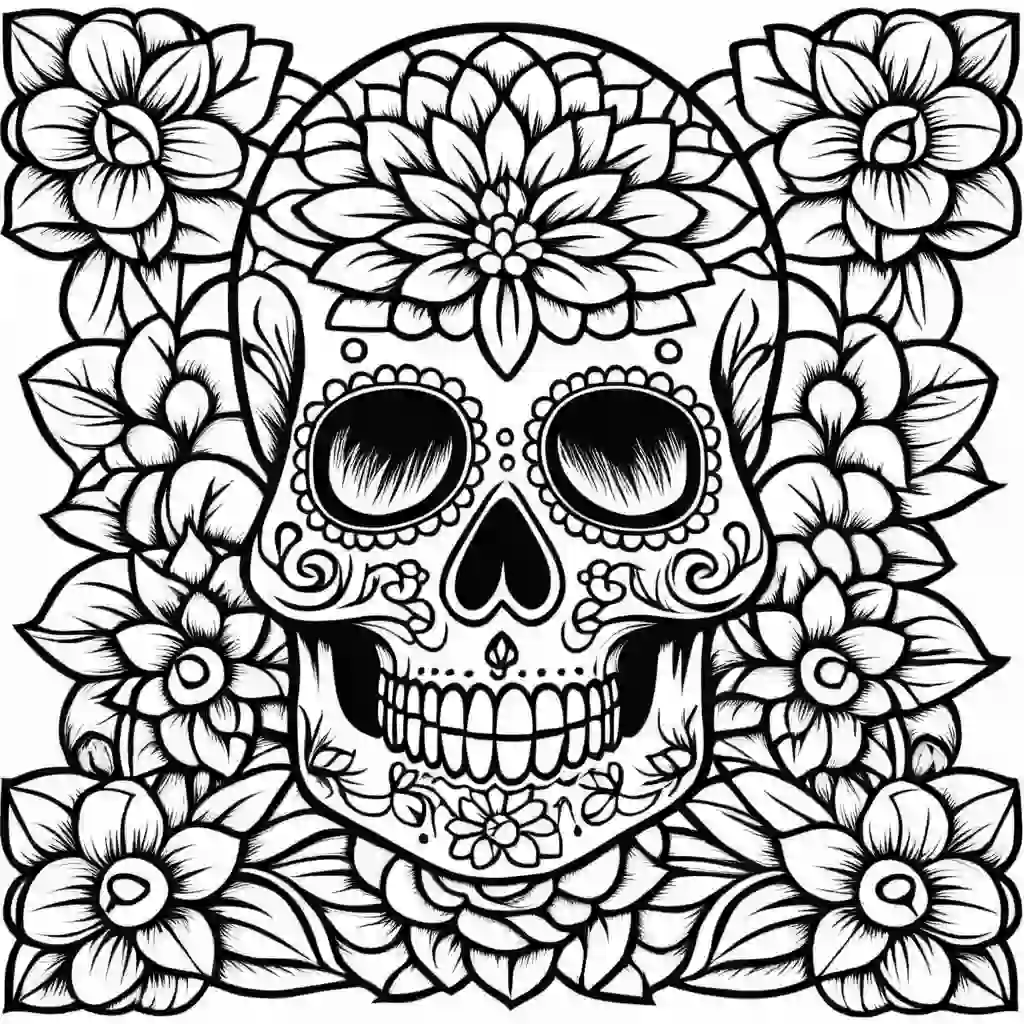 Sugar Skull for Dia de Los Muertos coloring pages